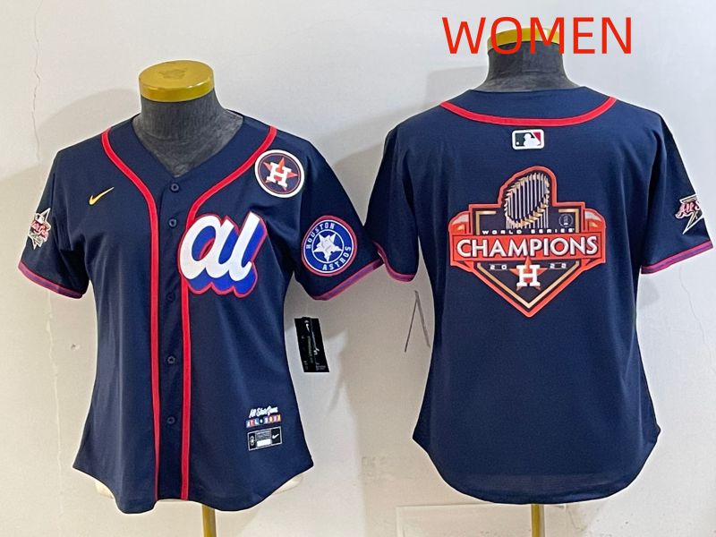 Women 2025 Houston Astros Blank Drak Blue All star Nike MLB Jersey style 010